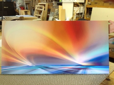Colorful abstract canvas in an art studio