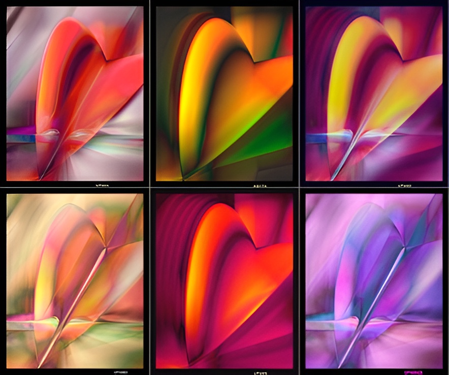 Multicolored abstract heart designs