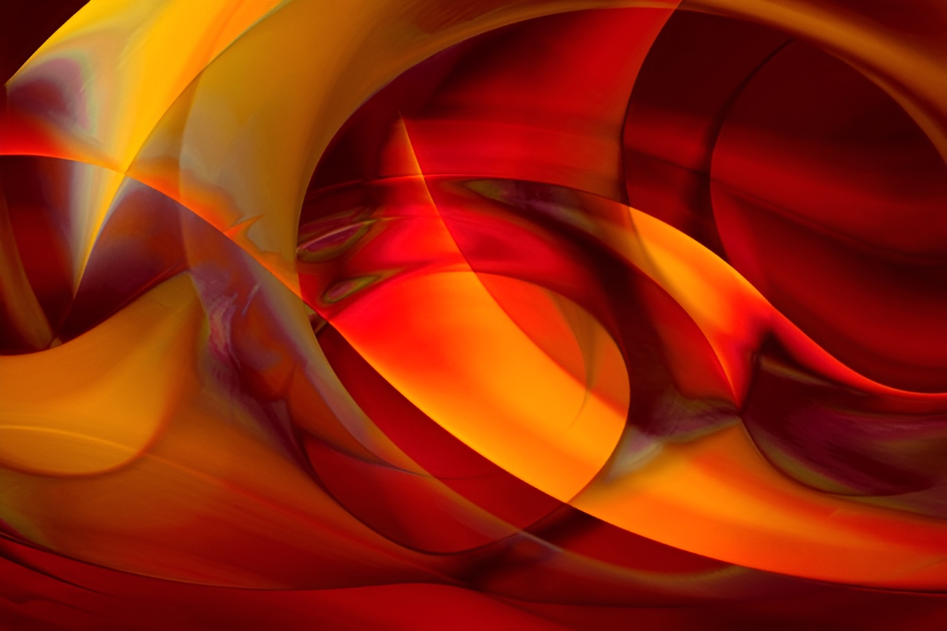 Abstract red and yellow swirling shapes